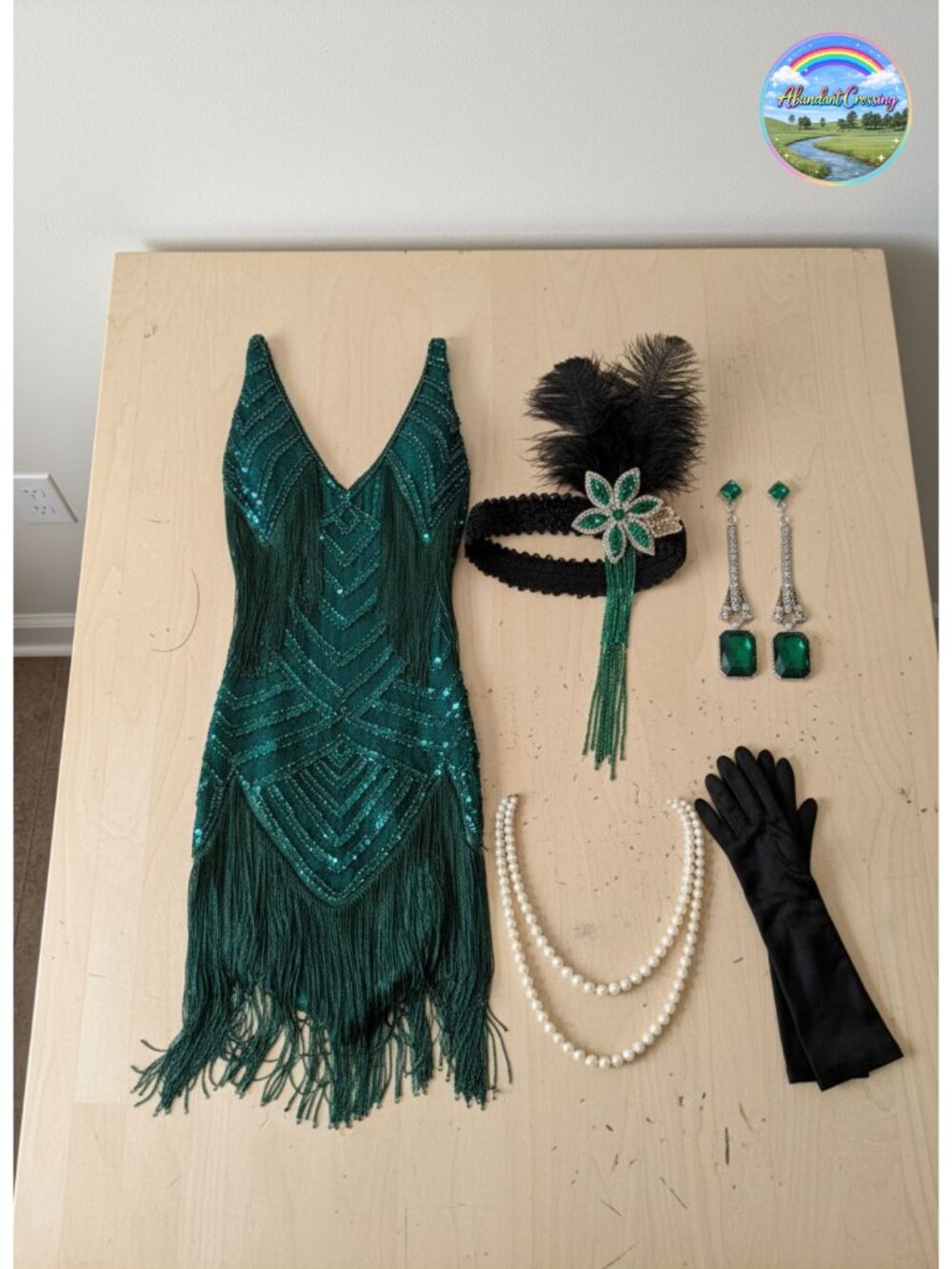 1920s Flapper Dress Accessories Set Gatsby Fringe Costume